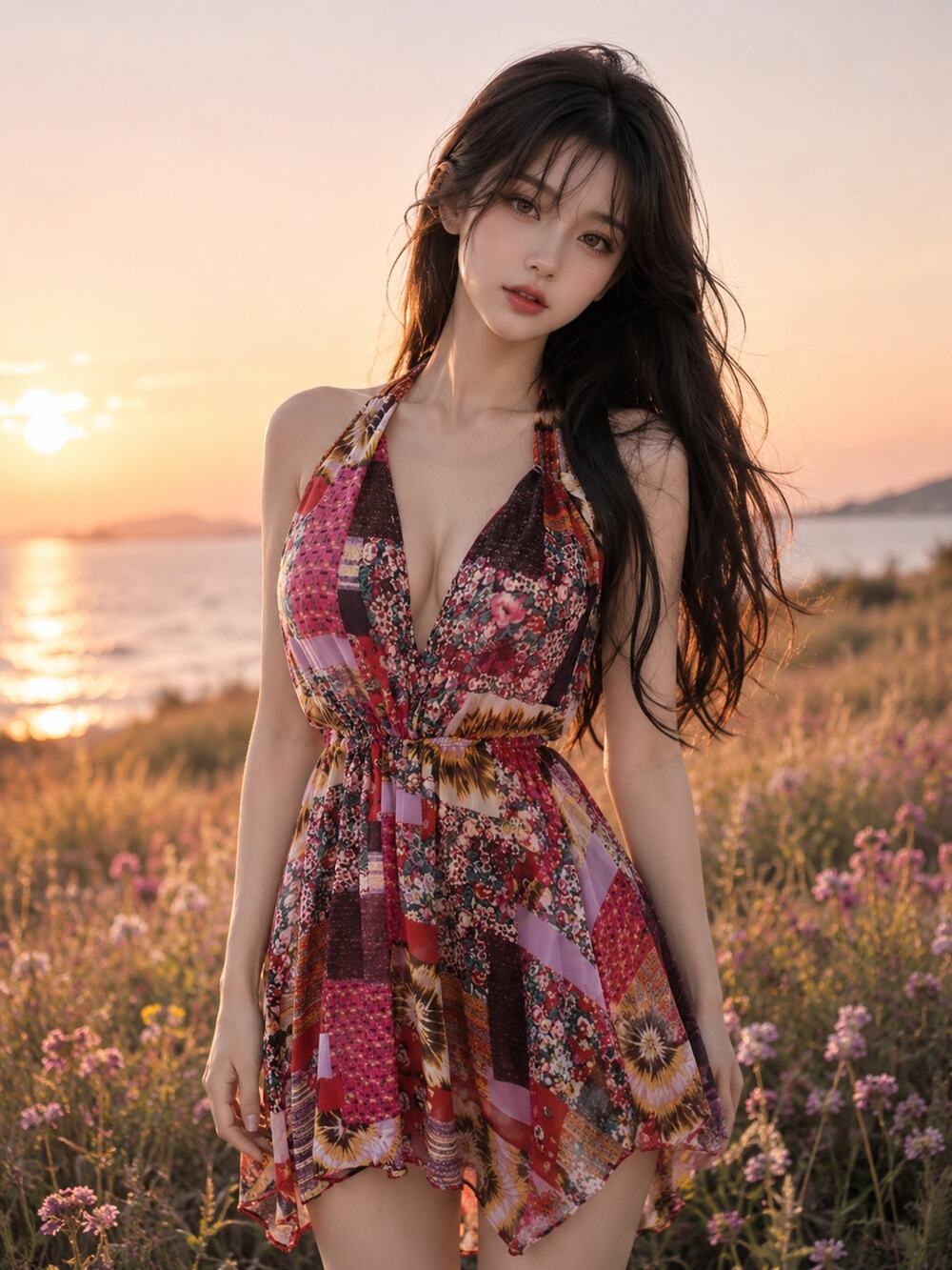 Sangrias + Sunsets flowy boho printed sheer flirty swim coverup mini dress